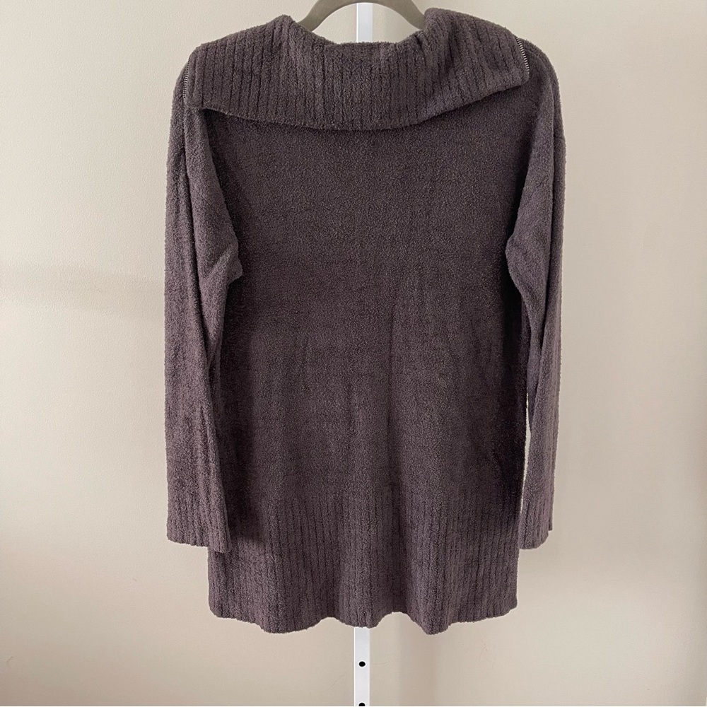 Barefoot Dreams CozyChic Lite Half Zip Hoodie Sweater Brown Size M - Picture 2 of 3
